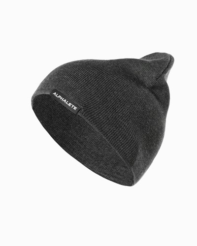 Alphalete Baumwoll Knit Beanie Charcoal | UK4298573