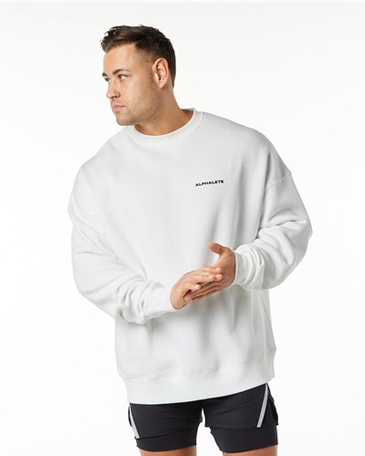 Alphalete Brushed Fleece Crewneck Pullover Weiß | KT3487069