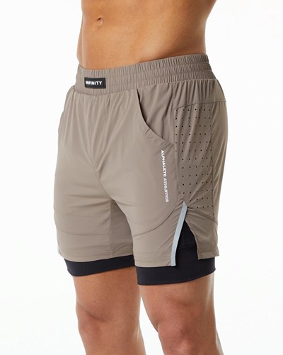 Alphalete Compression Gefütterte Woven Sport Kurzes Mocha | CW1837564