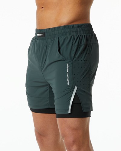 Alphalete Compression Gefütterte Woven Sport Kurzes Grün | RX5481097