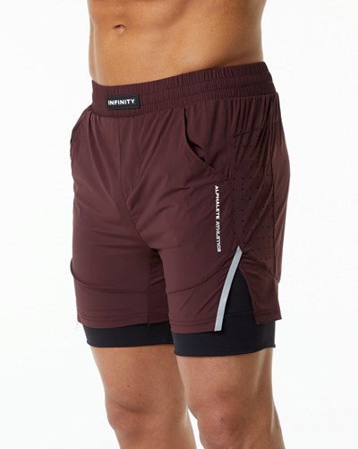 Alphalete Compression Gefütterte Woven Sport Kurzes Bordeaux | YR6729384