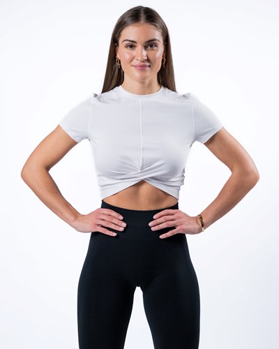 Alphalete Cropped Premium Kurzes Sleeve Weiß | AZ2849375