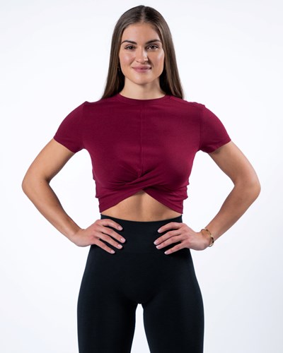 Alphalete Cropped Premium Kurzes Sleeve Rot | BM2873401