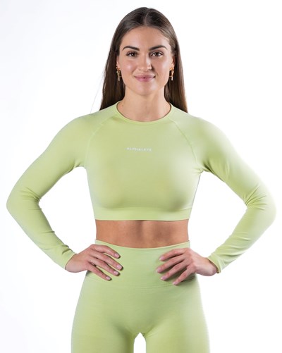 Alphalete Cropped Seamless Long Sleeve Frozen Spring | QA9361745