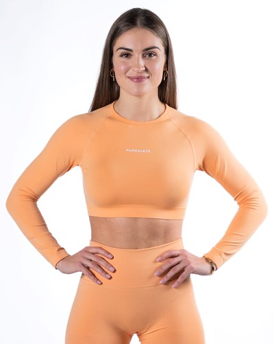 Alphalete Cropped Seamless Long Sleeve Koralle | FZ8390652