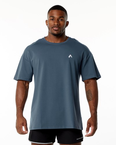 Alphalete Drop Shoulder Tee Blau | OH0149582