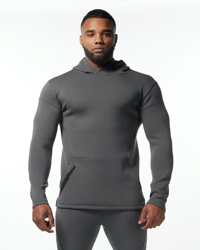 Alphalete Fitted Interlock Knit Hoodie Charcoal | SU9561728