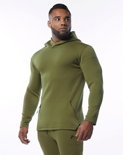 Alphalete Fitted Interlock Knit Hoodie Olivgrün | AI1879326