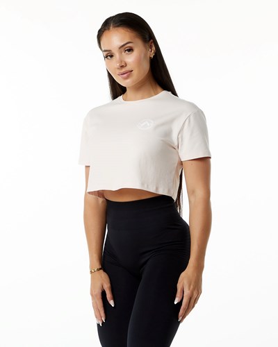 Alphalete Fitted Performance Kurzes Sleeve Crop Blush | WG9613780