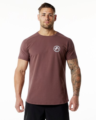 Alphalete Fitted Performance Kurzes Sleeve Merlot | XM3120956