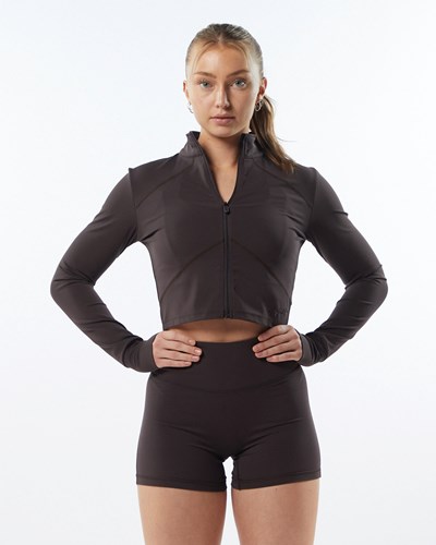 Alphalete Full Zip Crop Jacket Grau | YL7216034