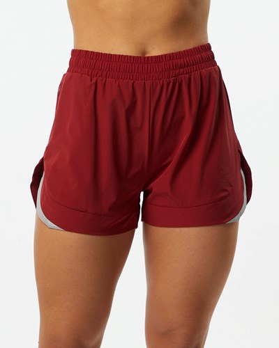 Alphalete Gefütterte Woven 4-Way Stretch Kurzes Rot | EX4621039