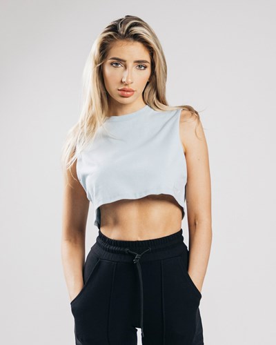 Alphalete Heavy Baumwoll Cropped Cutoff Blau | QL2985670