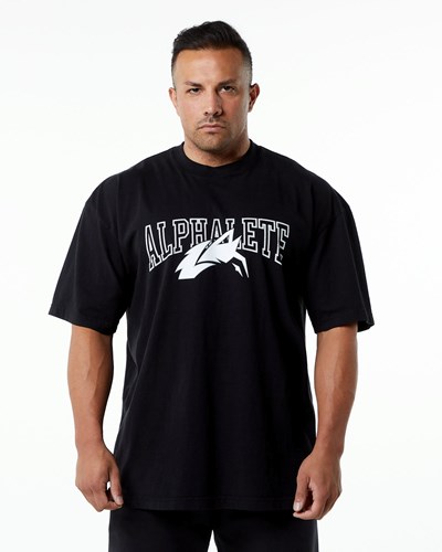 Alphalete Heavyweight Oversized Tee Black/White | IE8275309