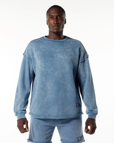 Alphalete Heavyweight Washed Terry Pullover Blau | WI1453876