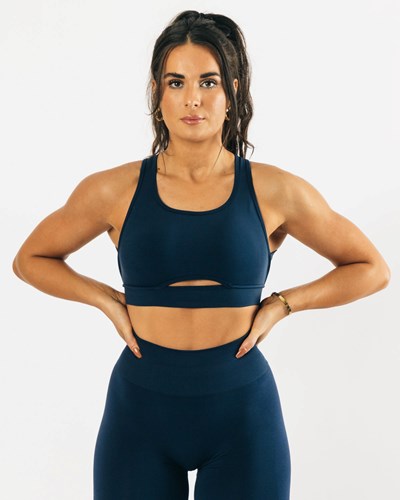 Alphalete High-Impact Seamless Sports Bra Blau | UJ2054386