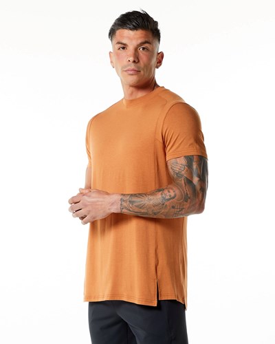 Alphalete High-Neck Premium Kurzes Sleeve Tee Camel | BK5841976