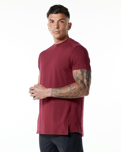 Alphalete High-Neck Premium Kurzes Sleeve Tee Rot | PF2360198