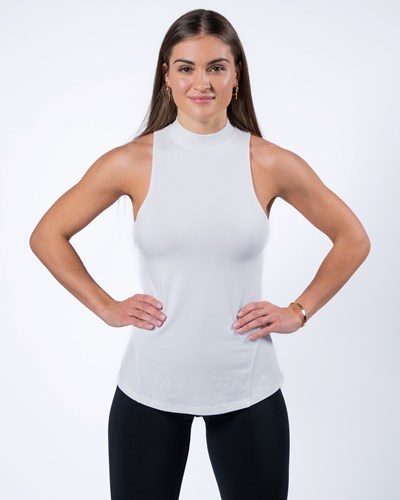 Alphalete High-Neck Premium Tank Weiß | TL9521830