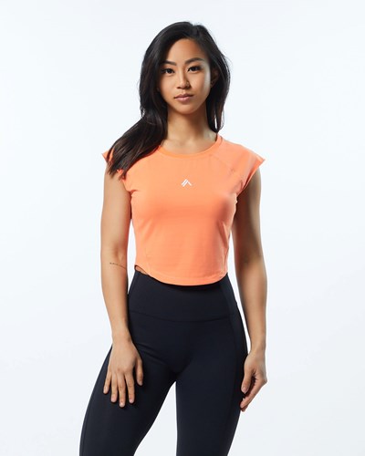 Alphalete High Performance Kurzes Sleeve Crop Tee Electric Peach | LC6351478