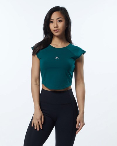 Alphalete High Performance Kurzes Sleeve Crop Tee Velvet Teal | TG0786435