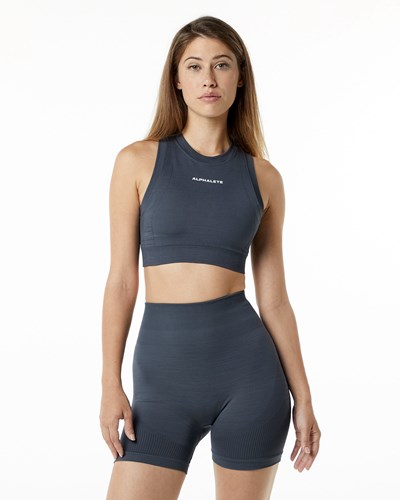 Alphalete High Performance Seamless Crop Bra Carbon | GT8246390