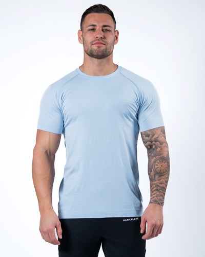 Alphalete High Performance Seamless Kurzes Sleeve Tee Blau | AF2837619