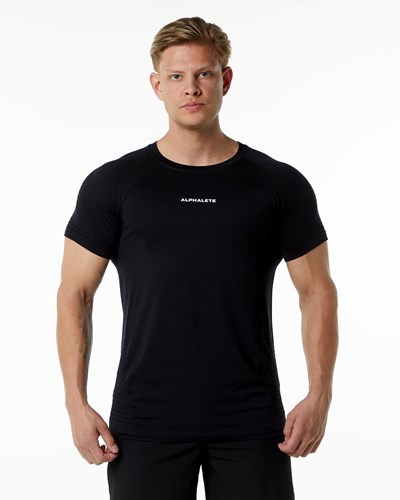 Alphalete High Performance Seamless Kurzes Sleeve Tee Schwarz | TX6984715