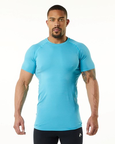 Alphalete High Performance Seamless Kurzes Sleeve Tee Faded Ocean | WC4806793