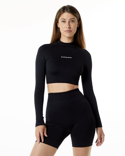 Alphalete High Performance Seamless Long Sleeve Tee Schwarz | GR2740698