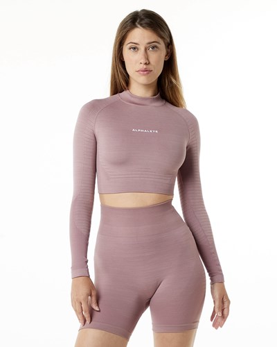 Alphalete High Performance Seamless Long Sleeve Tee Mauve | HZ6542971