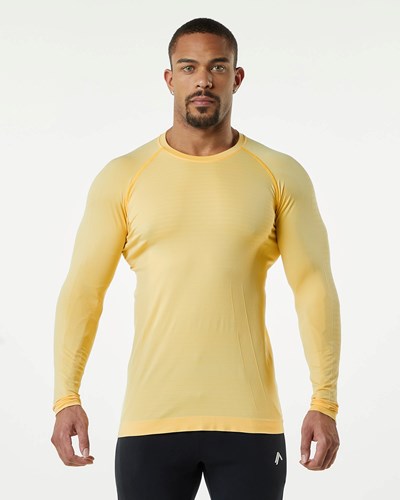 Alphalete High Performance Seamless Long Sleeve Tee Faded Honey | VX6538129