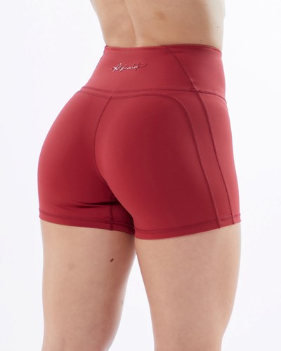 Alphalete High-Waisted Medium Compression 4" Kurzes Rot | XQ4273189