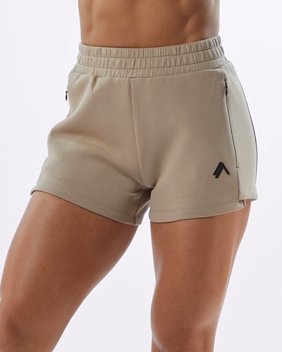 Alphalete Interlock Knit 3.5" Kurzes Tan | KQ9486735