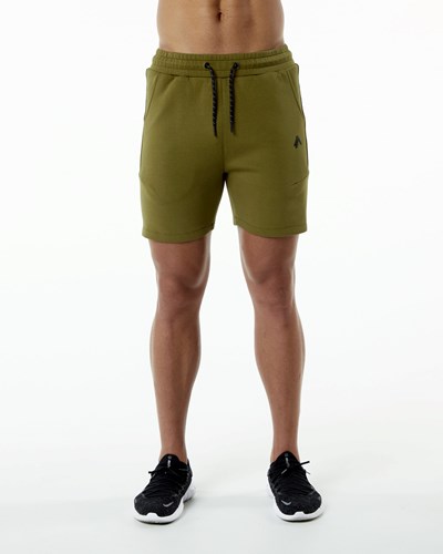 Alphalete Interlock Knit 6" Kurzes Moss | XW7285641