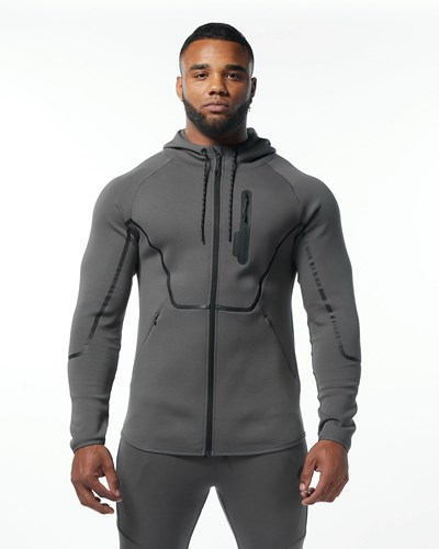 Alphalete Interlock Knit Full-Zip Hoodie Charcoal | AE1670498