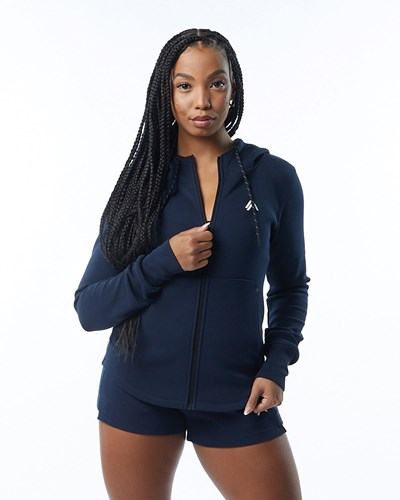 Alphalete Interlock Knit Full-Zip Hoodie Navy | FW4580793