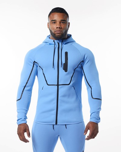 Alphalete Interlock Knit Full-Zip Hoodie Hellblau | WR4581639