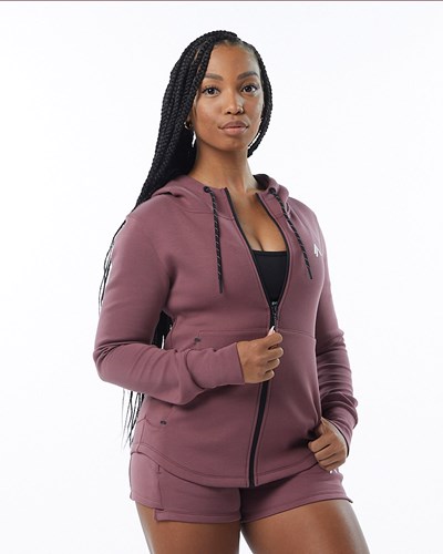 Alphalete Interlock Knit Full-Zip Hoodie Mauve | YZ8014675