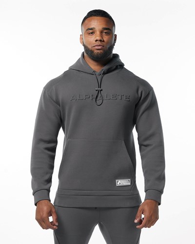 Alphalete Interlock Knit Hoodie Charcoal | UR8526794