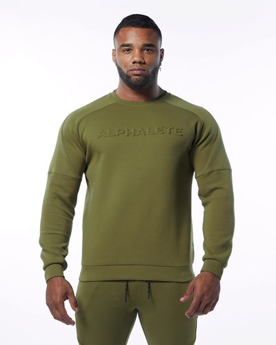 Alphalete Interlock Knit Pullover Olivgrün | OG0974238