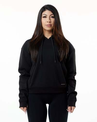 Alphalete Luxury Velvet Gefütterte Hoodie Schwarz | OR5693207