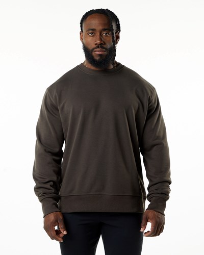 Alphalete Luxury Velvet Gefütterte Pullover Dunkelbraun | VN9641258