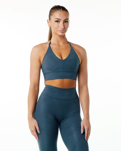 Alphalete Medium-Impact Luxury Sports Bra Blau | ME1346209