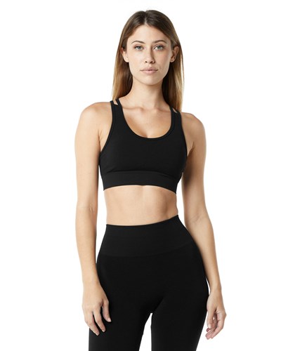 Alphalete Medium-Impact Seamless Sports Bra Schwarz | AI1467829