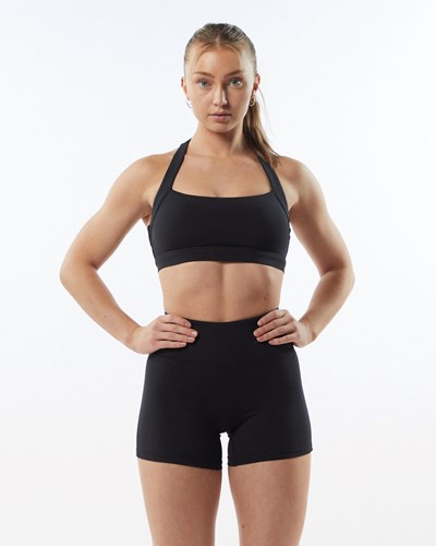 Alphalete Medium-Support Racer Back Sports Bra Blackout | JS1054987