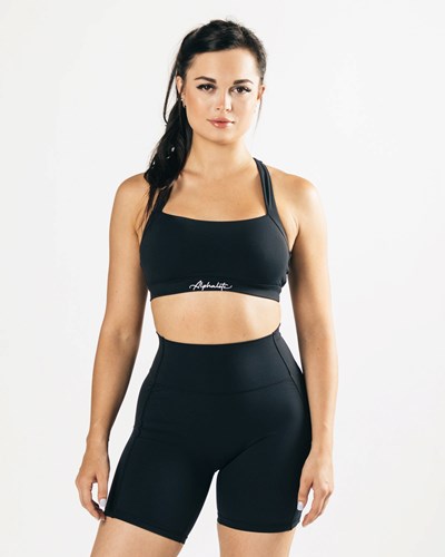 Alphalete Medium-Support Racer Back Sports Bra Schwarz | ZF5780391