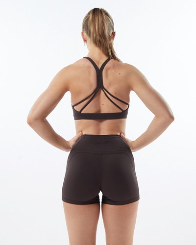 Alphalete Medium-Support Riemen Open Back Sports Bra Grau | AD3658491