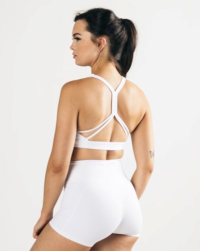 Alphalete Medium-Support Riemen Open Back Sports Bra Weiß | EF1593784