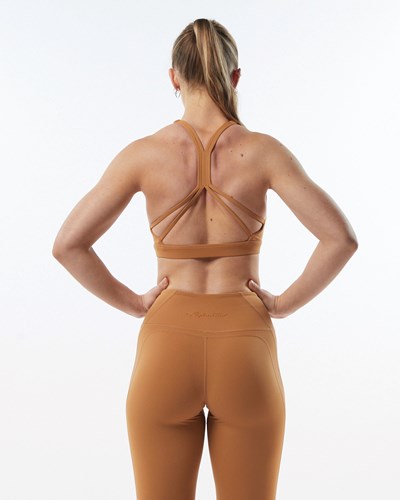 Alphalete Medium-Support Riemen Open Back Sports Bra Chestnut | PX6583170